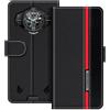 UOGNADGD Custodia in pelle a righe per Doogee S200 Ultra - Nero | 6.72 Custodia portafoglio flip con blocchi di colore, chiusura magnetica, supporto e portacarte