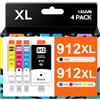 Kuva 912XL Cartucce compatibili con HP 912 Multipack per HP Officejet Pro 8020 8022 8023 8024 8025 8030 OfficeJet 8010 8012 8013 8014 8015 8017 8018 (confezione da 4)