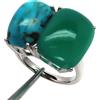 PNG Anello In Argento Sterling 925 Con Agata Verde E Larimar Blu Naturale Misura 7