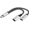 Maxtrack Cavo adattatore splitter USB-C 2 in 1 - MA11L, splitter USB-C, OTG & 60 W, porta di ricarica rapida, trasferimento dati, ascolto di musica e ricarica contemporaneamente, compatibile con