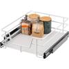 Bremermann Cassetto telescopico bremermann da 45 cm con ripiano interno, cassetto per cucina da installare, estrazione metallica, colore bianco