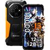 Blackview Smartphone Blackview FORT 1 da esterno, senza contratto, 12+128GB, batteria 10000mAh, display 6.56", Android 15, NFC, 390g, Dual SIM, sensore di impronte digitali, IP69K, frequenza di aggiornamento 90Hz