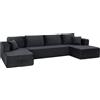 HOMCOM Divano modulare a U con 2 chaise longue, effetto cord e imbottitura a molle, grigio scuro | Aosom Italy