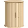 HOMCOM Comodino rotondo rigato con anta scorrevole, 40x40x50 cm, rovere | Aosom Italy