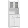 HOMCOM Armadio da cucina con piano di lavoro e portabicchieri, 170 cm, bianco | Aosom Italy