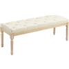 HOMCOM Panca fondo letto capitonné imbottita 115 cm, crema | Aosom Italy