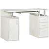 HOMCOM Scrivania per computer con piano tastiera e 3 cassetti, 120x55 cm, bianco | Aosom Italy