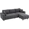 HOMCOM Divano angolare modulabile 3 posti con penisola reversibile, 242 cm, grigio | Aosom Italy