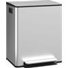 HOMCOM Pattumiera da cucina 2x25 L con 2 scomparti e chiusura soft-close, 47,7x37,5x56 cm, argento | Aosom Italy