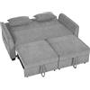 HOMCOM Divano letto 2 posti 4-in-1 a L con schienale regolabile e tasche laterali, grigio | Aosom Italy