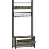 HOMCOM Appendiabiti portascarpe 5-in-1 con panca, armadietto, 10 ganci e mensola, grigio | Aosom Italy