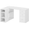 HOMCOM Scrivania angolare a L con 3 cassetti, 5 scomparti e ripiani regolabili, 140x100x75 cm, bianco | Aosom Italy