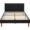 HOMCOM Letto matrimoniale 140x200 cm imbottito effetto lino con rete a doghe e spazio sotto, nero | Aosom Italy
