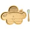 Eco Mikro PIATTO IN BAMBOO CON VENTOSA E CUCCHIAIO - NUVOLA OLGA GRIGIO