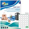 TICO Poliestere adesivo PC4 trasparente 100fg A4 Ø36mm (35et/fg) laser Tico PC4-36