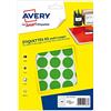 AVERY - Custodia da 400 pastiglie verdi autoadesive, diametro 24 mm PET24 V