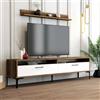 Dmora - Parete attrezzata Edasich, Composizione soggiorno, Mobile salotto multiuso, Armadio porta TV, 180x35h47 cm, Noce e Bianco