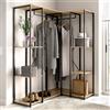 Dmora Guardaroba Grande MonteLambro 130x167h cm Marrone Rovere 5 Ripiani Appendiabiti, Armadio Camera da Letto Cassetti