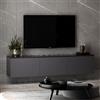 Dmora Mobile Porta TV Lalano 160x32x35h cm Nero Antracite 3 Vani 3 Ante, Apertura a Ribalta