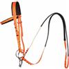 Fenteer Briglie per Cavallo Set Testiera Morso Redini con Imbottitura Antiscivolo Regolabile in PVC con Reggia Resistente Adatto per Maneggio Sessioni di, Array, Arancione