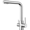 FORIOUS Rubinetto Cucina 3 Vie per Sistemi Osmosi, Doppia Leva, Cromo | Miscelatore 3 in 1 per Acqua Filtrata, Calda/Fredda, Cold Start, Girevole 360°, Acciaio Inox, Installazione Facile, Forma a L