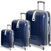 Or&My Set di Valigie da Viaggio Rigide ABS con 4 Ruote Piroettanti 360° - 3 Pezzi: Trolley 55 cm Bagaglio a Mano 40L + Media 75L + Grande 110L - Set Trolley Cabina e Stiva Leggeri Mod:188 (Blu)