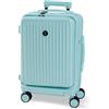 BERTOO Cagliari Valigia Cabina 36L Blu, Serratura TSA, Porta Cellulare e Bicchiere, 4 Ruote Silenziose da 36mm