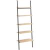 KGFHERENB Scaffale a scala con 5 ripiani, 64 x 34 x 185,5 cm, marrone | Libreria salvaspazio in legno e telaio in acciaio, adatta per soggiorno, camera da letto, bagno e ufficio.