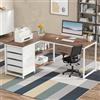 Estiliza Scrivania angolare a L professionale | 150 x 110 x 75 cm | 4 cassetti portaoggetti | Telaio in metallo bianco industriale | Ufficio per la casa ergonomico