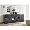 Web Convenienza Madia con 2 Ante e 4 Cassetti Made in Italy - Credenza Contenitore Collezione Miro - Soggiorno Cucina Ingresso Sala da Pranzo Mobile Design moderno originale Grigio Lucido Serigrafato