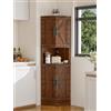 BonVache Credenza Alta Angolare per Cucina, Noce Chiaro | 4 ante e 5 ripiani per organizzare stoviglie, accessori e oggetti di uso quotidiano