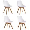 VE.CA.s.r.l. Set 4 Sedie Oslo in Plastica e Legno 58x49x81cm, Made in Italy - Sedia Bianca Cucina Design Scandinavo - Poltrone Imbottite Moderne per Salotto, Soggiorno, Scrivania, Studio, Camera da Letto (Oslo)