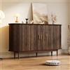 NADEUSAK Credenza 140 x 40 x 78 cm, 2 ante scorrevoli, cassetti, spazio portaoggetti, bordi curvi, moderna e vintage, colore noce, per soggiorno, sala da pranzo, corridoio