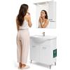 Shally Dogan Mobile da Bagno Indipendente Completo di Specchio e Luci Led, Modello Torino, Lavabo Ceramica e Rubinetteria Inclusi, Mobiletto da Terra 2 Ante e Maniglie Ergonomiche, 82 × 34.7 × 88,5 cm