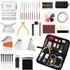 QWORK® Kit Riparazione Chitarra 72 Pezzi - Set Completo Manutenzione per Cambio Corde, Setup e Pulizia di Chitarra Acustica, Elettrica, Basso e Ukulele con Borsa per Attrezzi e Accessori Liuteria