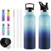 Grsta Borraccia 750 ml, Borraccia Termica, Senza BPA, Acciaio Inox, per Palestra | Bottiglia Termica Senza Perdite, Doppio Isolamento, Caldo 12 Ore Freddo 24 Ore per Fitness, Include 6 Cannucce + 1 Spazzola