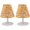 Lumisky Set di 2 lampade da tavolo senza fili di bambù naturale LED bianco caldo/bianco dimmerabili 2X IBIZA H26cm