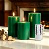 AiMok Set di 3 Candele LED senza Fiamma con Rivestimento in Cera Reale, a Batteria con Telecomando e Timer, Realistiche e Sicure per Interno/Esterno, per Compleanno, Matrimonio, Hotel, Casa - Verde