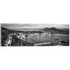 LuxHomeDecor Panorama golfo di Napoli bianco e nero - Quadro Stampa su Tela con Telaio in legno - 90x30 cm