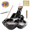 yu+ Bruciatore Incenso Riflusso Ceramica Fatto a Mano, Cascata Con 40 Coni e 30 Bastoncini - Diffusore Aromi, Decorazione Domestica e Ornamenti Ufficio