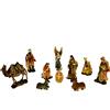 Generico Set Natività Rustica Presepe Statuine in Resina con 10 soggetti Personaggi da h. 15 cm Idea Regalo Giuseppe Maria Gesù Bambino Re Magi Asinello Bue colori chiari