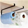 JJQHYC 2 Pezzi Porta Rotolo da Cucina Sotto l'armadio, Portarotolo Senza Foratura Porta Rotolo in Metallo, Nero