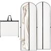 QIANAI 2 custodie per abiti lunghe 180 x 60 cm, con manico, pieghevoli, per abito da sposa, grande capacità, protezione antipolvere per abito da sposa, borsa per abiti da sposa (bianco)