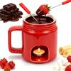 sudatong Set di tazze in ceramica per fonduta di cioccolato, con forchetta per fonduta di cioccolato, 200 ml, mini tazza per fonduta di cioccolato, formaggio, burro, fonduta, per la casa e la cucina