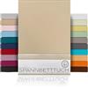 BEAUTEX Lenzuolo con Angoli Lenzuola in Cotone Pettinato, Jersey Premium 160g/m², Taglia e Colore selezionabili, Standard - 160x200x30 cm, Beige