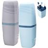 FORYNXHWIN Porta Spazzolino da Viaggio Plastica, 2 Pezzi Porta Spazzolino Portatile,Bicchiere per Spazzolini da Denti per Viaggi in Campeggio, Viaggi di Lavoro, Casa,Scuola (Blu, Grigio)
