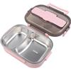 Bordfly Contenitore per il pranzo, 1 l, con posate per isolamento termico, per scuola, lavoro o uso quotidiano, leggero, portatile, con due scomparti per mantenere la freschezza (rosa)