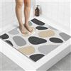 BLESWIN Tappeto Doccia Antiscivolo Quadrato 70x70 cm PVC Luffa, Tappetino Doccia Drenaggio Rapido, Tappeto Bagno Antiscivolo Zone Umide, Antimuffa, Asciugatura Veloce, per Anziani e Famiglia, Pietra grigia
