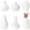 WARMWOO Set di 6 vasi in ceramica bianche, design elegante, moderno, decorativo, bohémien, scandinavo, per soggiorno, scaffale, tavolo da pranzo, regalo