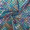FINGERINSPIRE Tessuto con squame di drago sirena, 100 x 150 cm, in spandex elasticizzato a 2 vie, ologramma, stampa a squame di sirena, tessuto con strisce arcobaleno colorate per costumi, vestiti